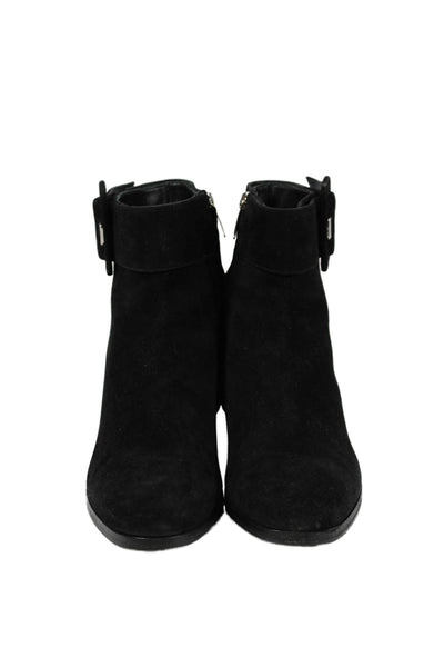 Sergio Rossi Womens Suede Side Buckle Zip Up Ankle Boots Black Size 37 7