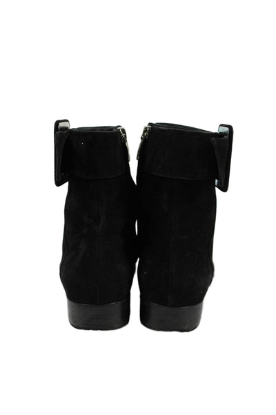Sergio Rossi Womens Suede Side Buckle Zip Up Ankle Boots Black Size 37 7