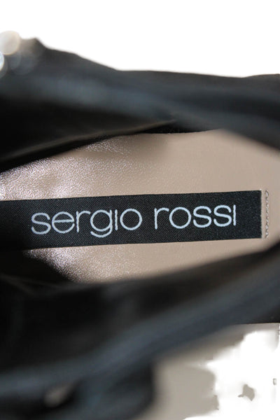 Sergio Rossi Womens Suede Side Buckle Zip Up Ankle Boots Black Size 37 7