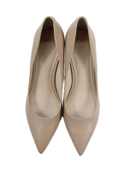 Marc Fisher Women's Pointed Toe Block Heel Slip-On Pumps Shoes Beige Size 8