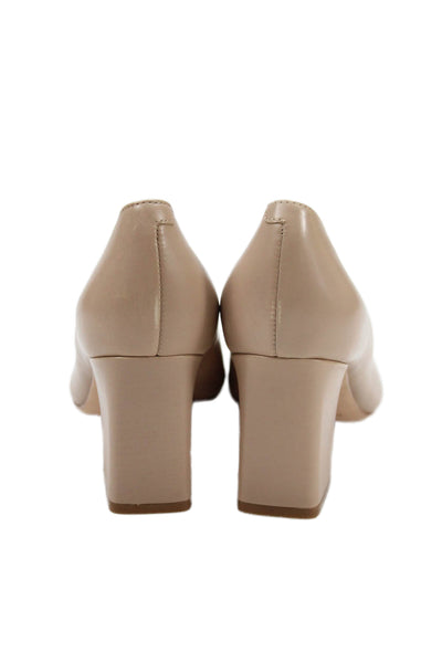Marc Fisher Women's Pointed Toe Block Heel Slip-On Pumps Shoes Beige Size 8
