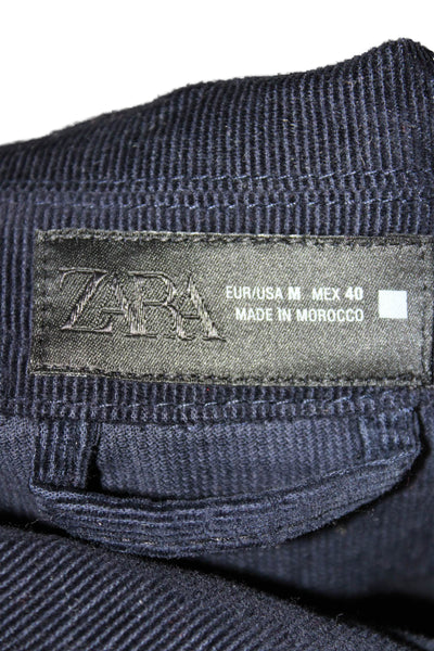 Zara Mens Button Up Collared Cotton Solid Fall Jacket Long Sleeve Size M