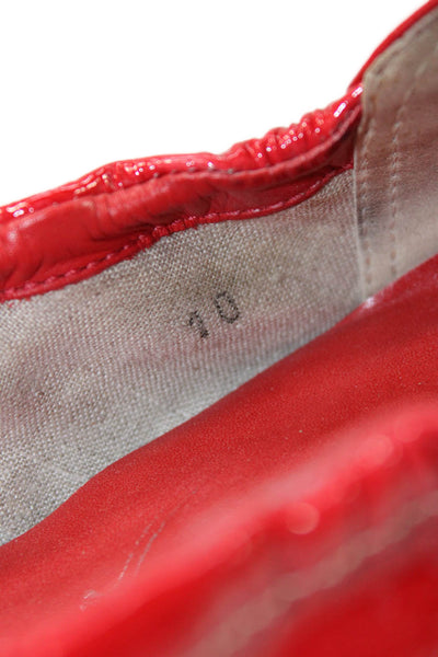 Tods Womens Patent Leather Slide On Driving Ballet Flats Red Size 10