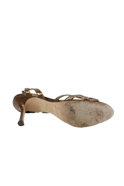 Jimmy Choo Womens Snakeskin Print Slingbacks Sandal Heels Brown Size 40.5 10.5