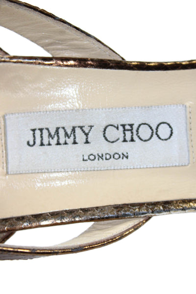 Jimmy Choo Womens Snakeskin Print Slingbacks Sandal Heels Brown Size 40.5 10.5