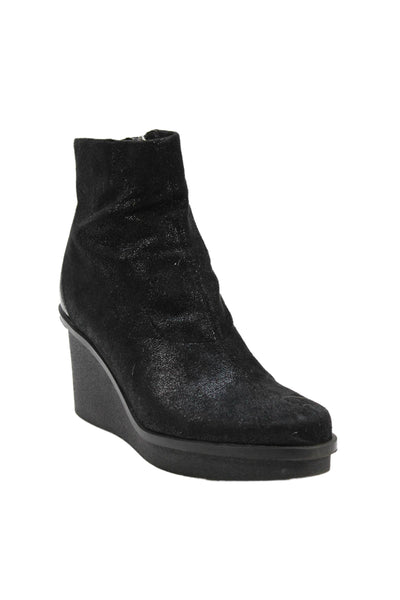 Donald J Pliner Womens Leather Zip Up Wedge Ankle Boots Black Size 9.5 Medium