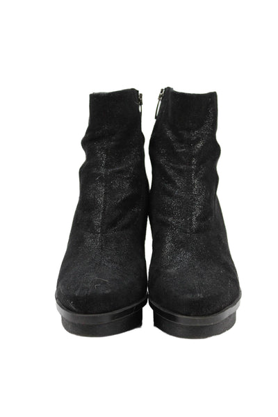 Donald J Pliner Womens Leather Zip Up Wedge Ankle Boots Black Size 9.5 Medium