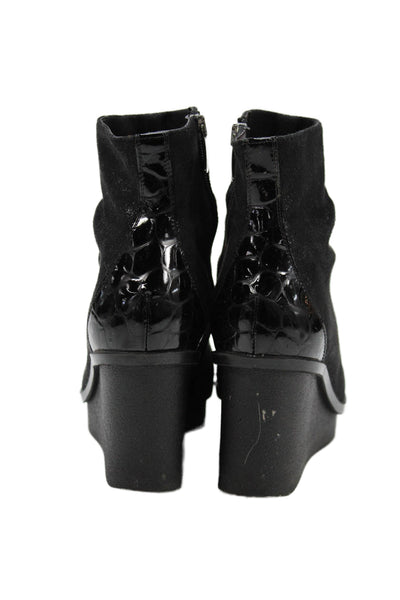 Donald J Pliner Womens Leather Zip Up Wedge Ankle Boots Black Size 9.5 Medium
