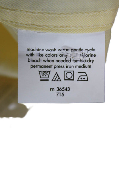 Calvin Klein Mens Dress Shirt Yellow Herringbone Cotton Button Up Size 15