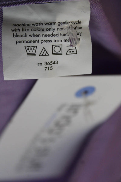 Calvin Klein Mens Purple Herringbone Cotton Dress Shirt Long Sleeve Size 15