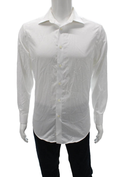 Joseph Abboud Mens White Cotton Dress Shirt Button Front Size 15.5