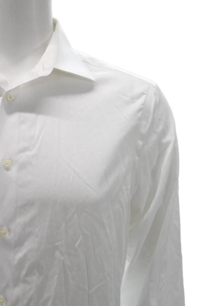 Joseph Abboud Mens White Cotton Dress Shirt Button Front Size 15.5