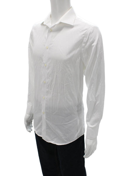 Joseph Abboud Mens White Cotton Dress Shirt Button Front Size 15.5