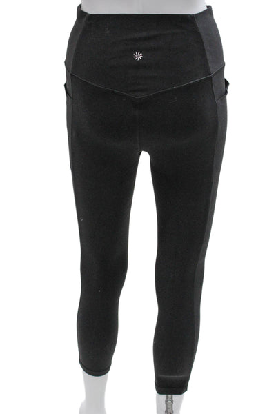 Athleta Womens Cropped Leggings Black 75% Nylon Pull On Size M