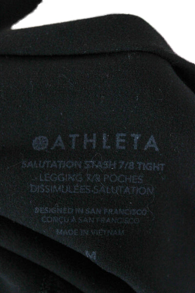 Athleta Womens Cropped Leggings Black 75% Nylon Pull On Size M