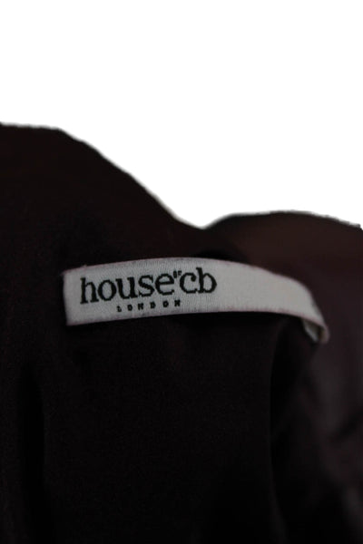 House Of CB Womens Red PU Boat Neck Long Sleeve Basic Blouse Size S