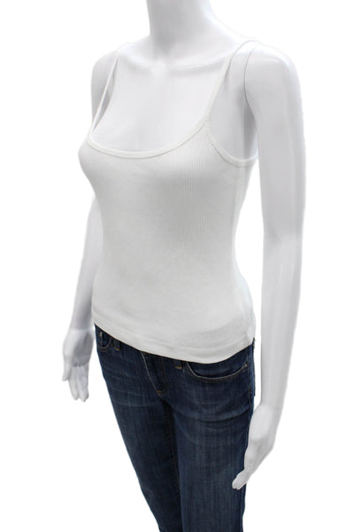Grlfrnd Womens Tencel Tank White Round Neck Sleeveless Size M