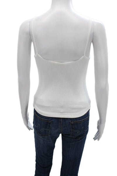 Grlfrnd Womens Tencel Tank White Round Neck Sleeveless Size M