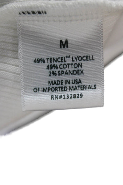 Grlfrnd Womens Tencel Tank White Round Neck Sleeveless Size M