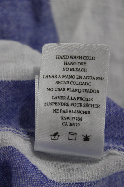 Rails Womens Linen Striped Collared Button Up Top Long Sleeve Blue Size XS