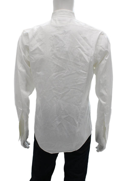 Brooks Brothers Mens Pleated Long Sleeve Button Up Shirt White Size S