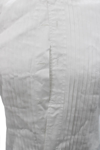 Brooks Brothers Mens Pleated Long Sleeve Button Up Shirt White Size S