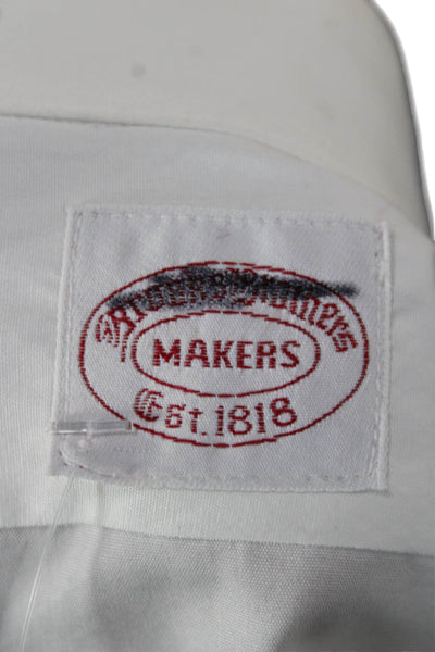 Brooks Brothers Mens Pleated Long Sleeve Button Up Shirt White Size S