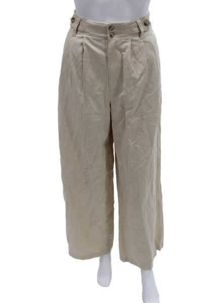 Madewell Women Cropped Beige Lyocell Pants Size 2