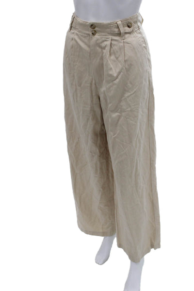 Madewell Women Cropped Beige Lyocell Pants Size 2