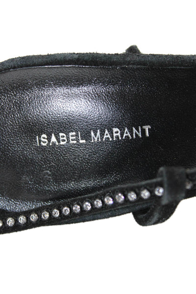 Isabel Marant Womens Rhinestoned Strappy Heels Black Size 8