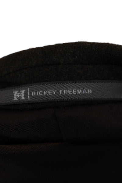 Hickey Freeman Mens Brown Wool Blazer Button Closure Size 46