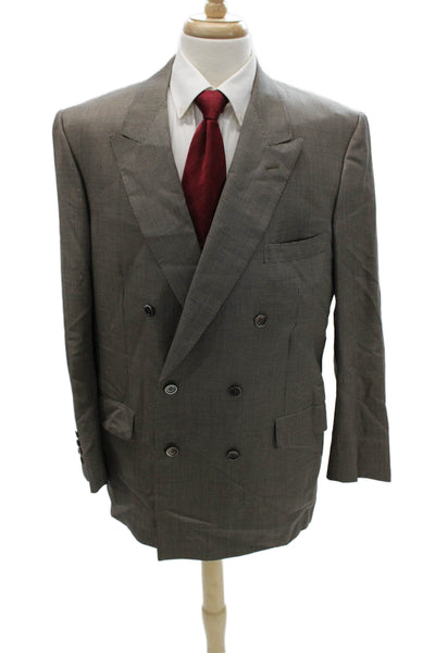 Sulka Mens Blazer Gray Wool Geometric Button Size 56