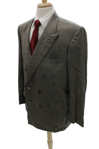 Sulka Mens Blazer Gray Wool Geometric Button Size 56