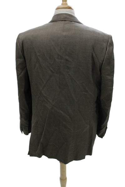 Sulka Mens Blazer Gray Wool Geometric Button Size 56