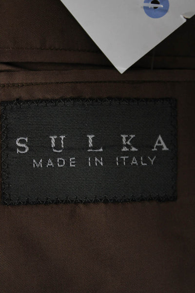 Sulka Mens Blazer Gray Wool Geometric Button Size 56