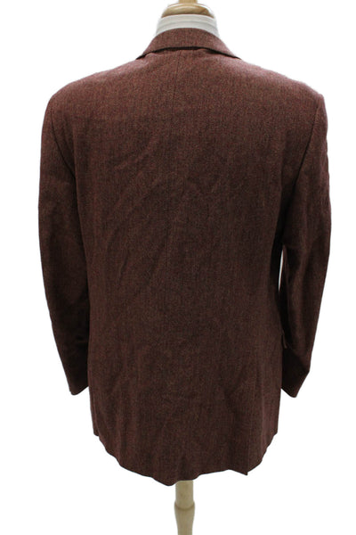 Ermenegildo Zegna Mens Red Herringbone Wool Blazer Button Size 56