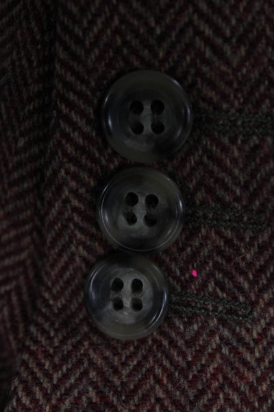 Ermenegildo Zegna Mens Red Herringbone Wool Blazer Button Size 56