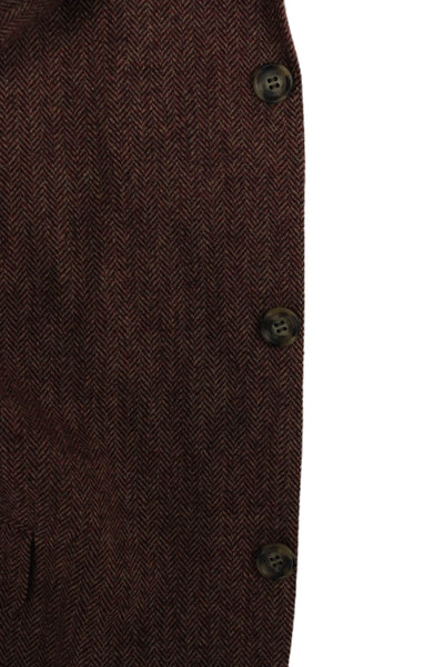 Ermenegildo Zegna Mens Red Herringbone Wool Blazer Button Size 56
