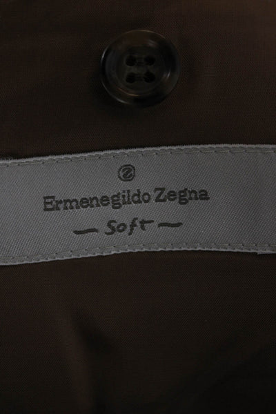 Ermenegildo Zegna Mens Red Herringbone Wool Blazer Button Size 56