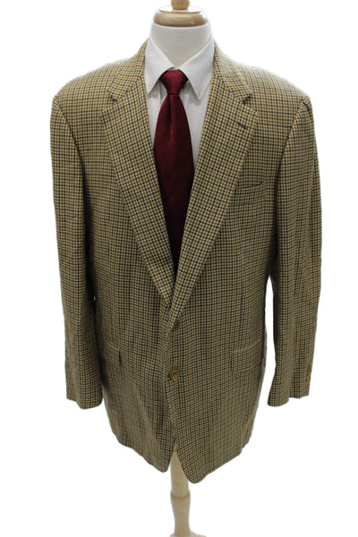 Hickey Freeman Mens Cashmere Check Blazer Multicolor Button Size 46