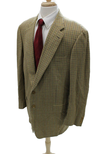 Hickey Freeman Mens Cashmere Check Blazer Multicolor Button Size 46