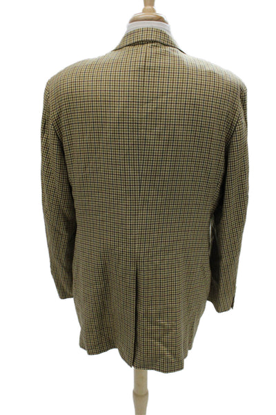 Hickey Freeman Mens Cashmere Check Blazer Multicolor Button Size 46