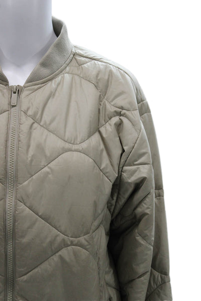 Under Armour Women Bomber Jacket Beige Geometric Long Sleeve Size S