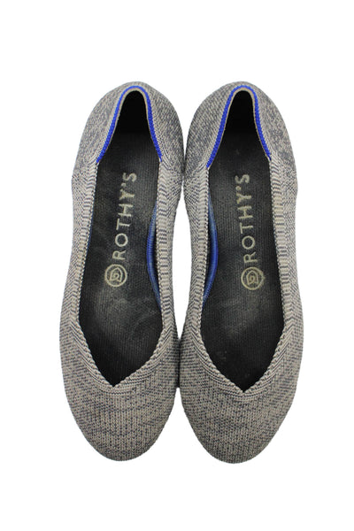 Rothys Womens Knit Slide On Ballet Flats Grey Size 7.5
