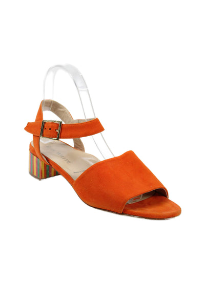 Ron White Womens Suede Low Heel Slingbacks Sandals Orange Size 38.5 8.5
