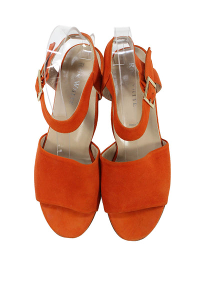 Ron White Womens Suede Low Heel Slingbacks Sandals Orange Size 38.5 8.5