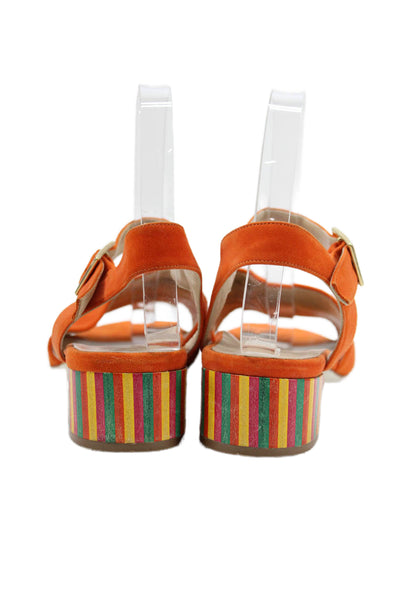 Ron White Womens Suede Low Heel Slingbacks Sandals Orange Size 38.5 8.5