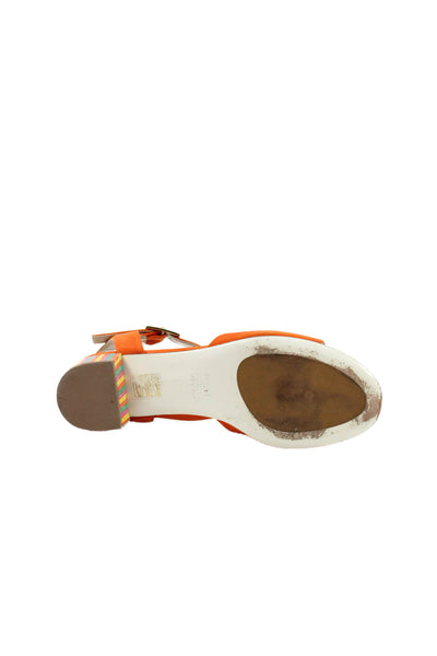 Ron White Womens Suede Low Heel Slingbacks Sandals Orange Size 38.5 8.5