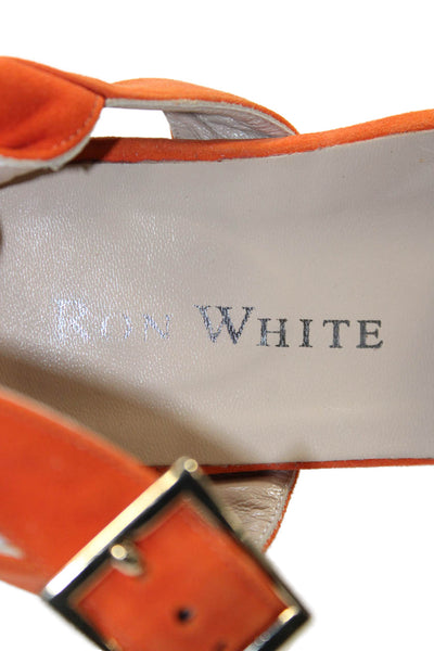Ron White Womens Suede Low Heel Slingbacks Sandals Orange Size 38.5 8.5