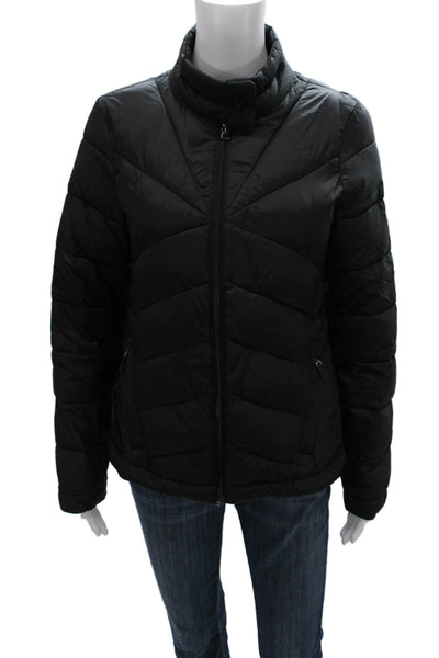 Marc New York Women Black Nylon Puffer Jacket Zip Closure Long Sleeve Size S